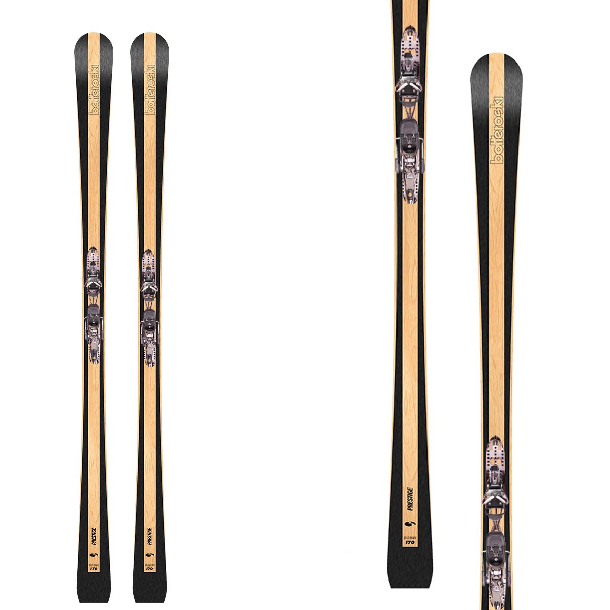 Sci Bottero Ski Prestige + piastra Vist X-Step + Vist VM412 (Colore: legno, Taglia: 164)