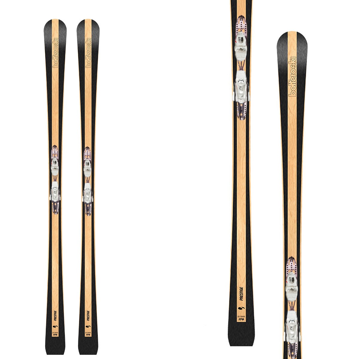 Sci Bottero Ski Prestige + piastra Vist Speed Com + Vist VSP412 (Colore: legno, Taglia: 170)