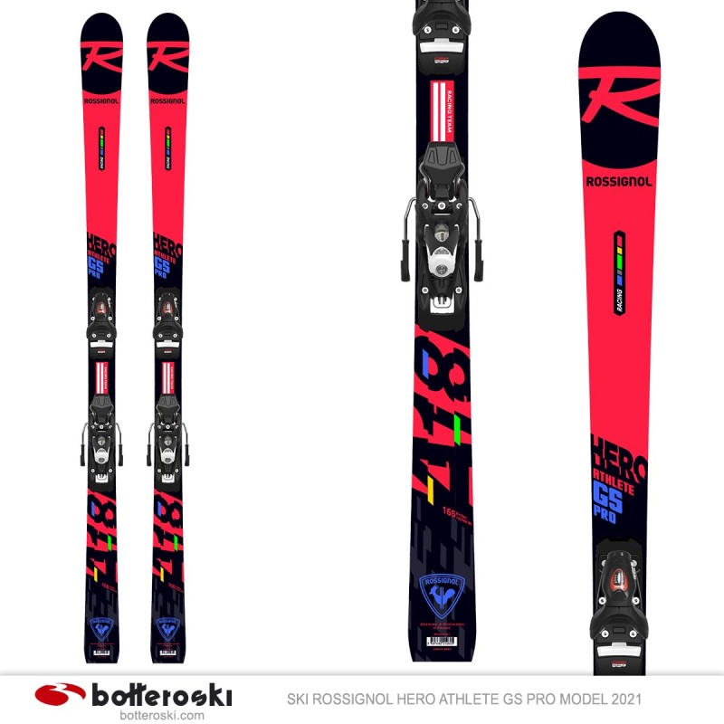 Sci Rossignol Hero Athlete GS Pro modello 2021 con attacchi Spx 10 Gw B73 junior da slalom gigante