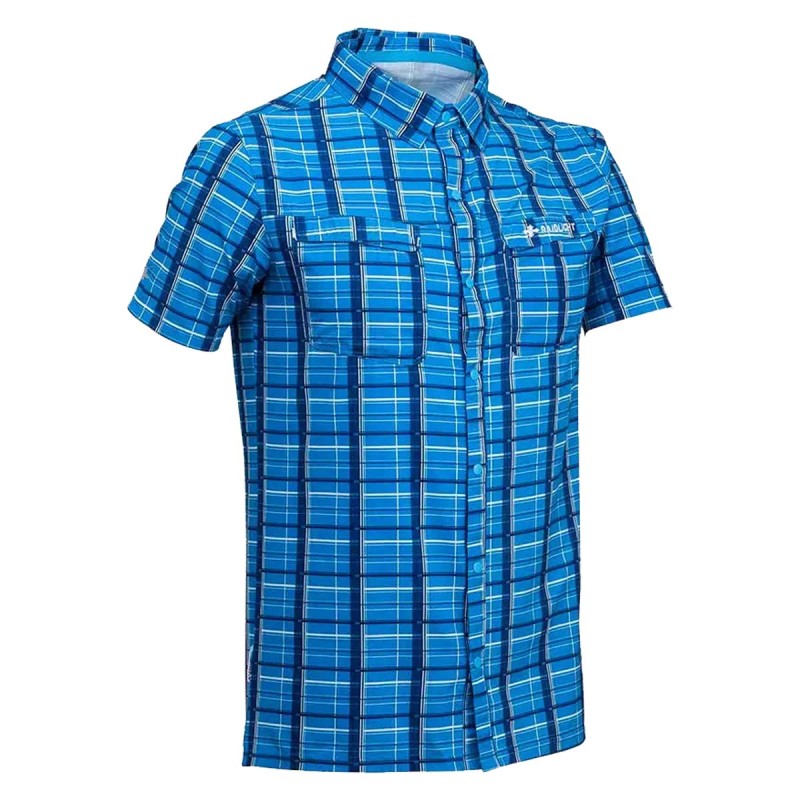 Magli running uomo Raidlight a maniche corte Trail Shirt blue grid