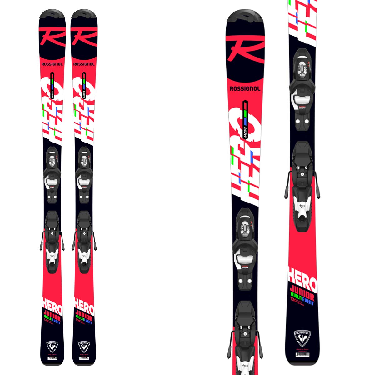 Sci junior Rossignol Hero Jr 100-130 (Kid-X) con attacchi Kid 4 Gw B76 (Colore: rosso-nero, Taglia: 120)