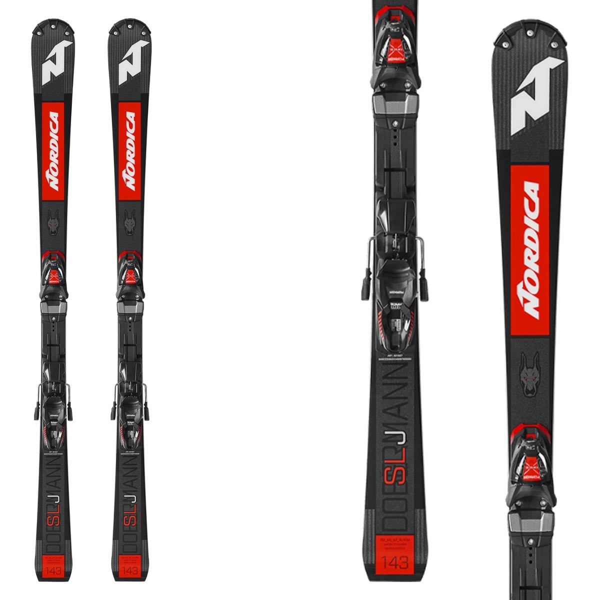 Sci Nordica da ragazzo Dobermann SLJ Plate con attacchi Race 10 (Colore: black-red, Taglia: 136)