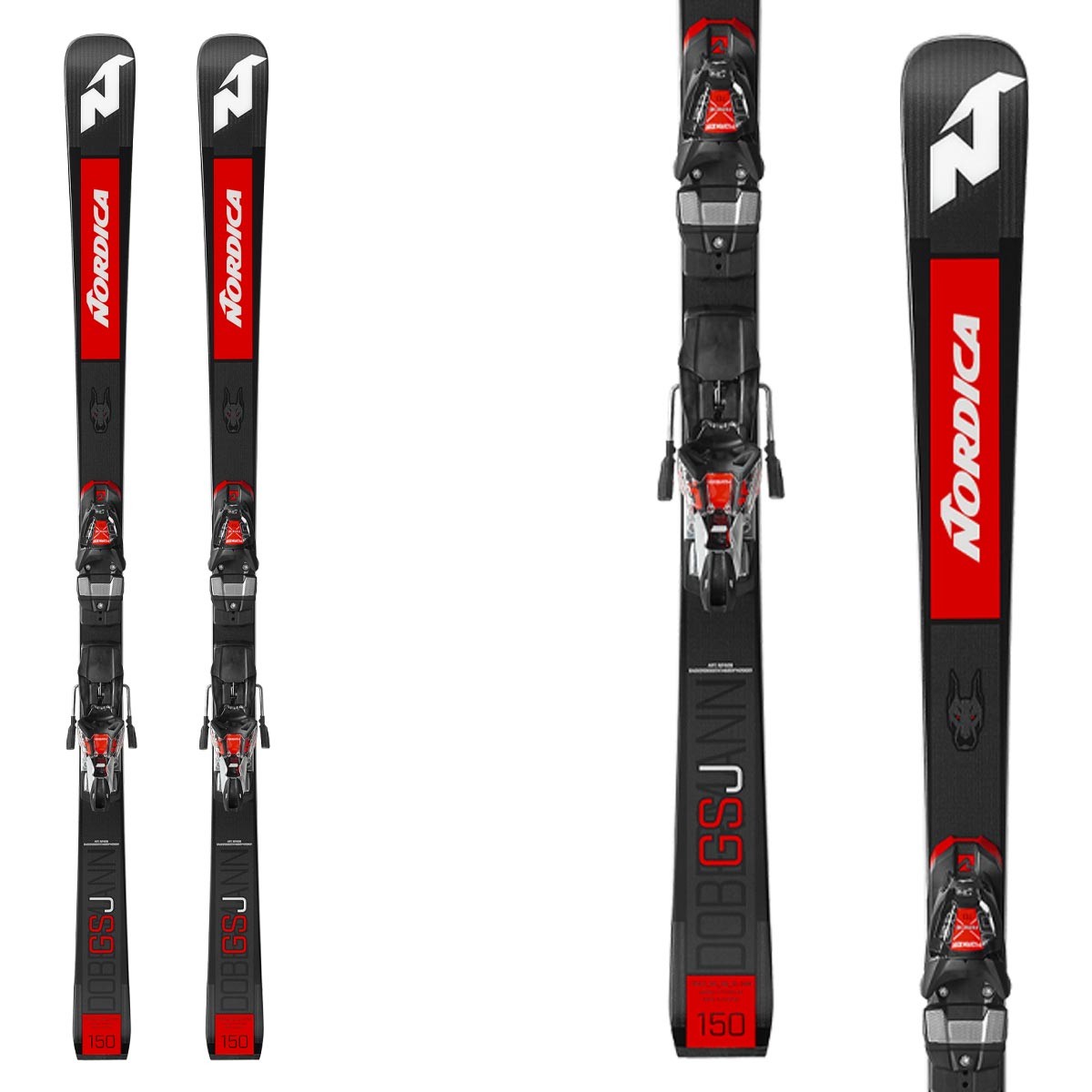 Sci Nordica da ragazzo Dobermann GSJ Plate con attacchi Race 10 (Colore: black-red, Taglia: 136)