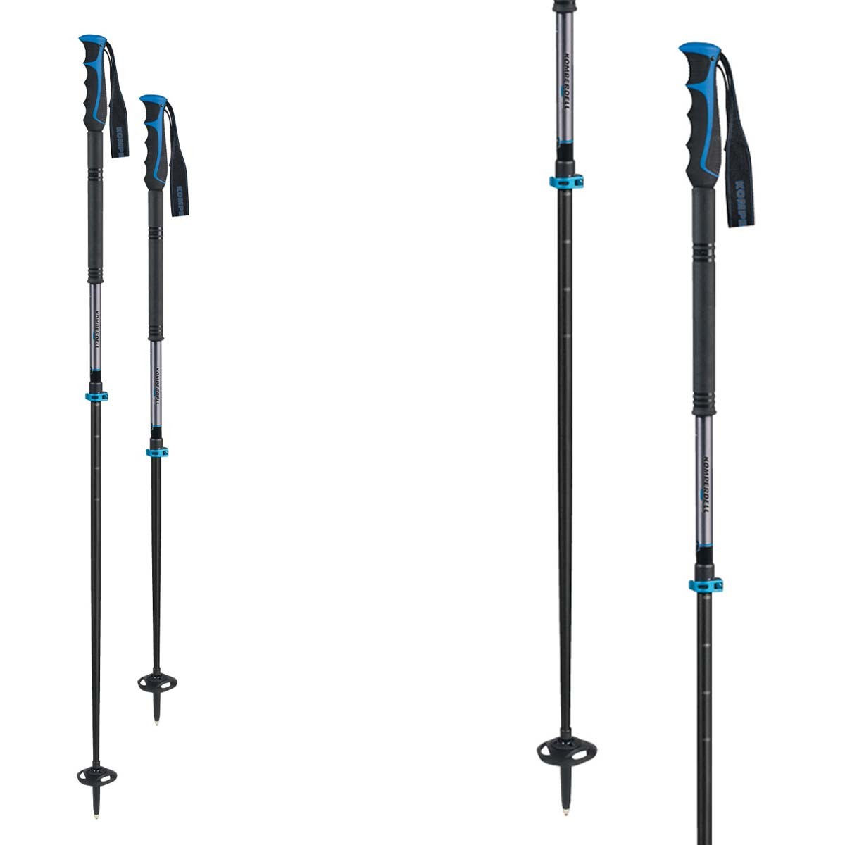 Bastoni Alpinismo Komperdell Descent TI Vario da adulto (Colore: NERO BLU, Taglia: UNI)