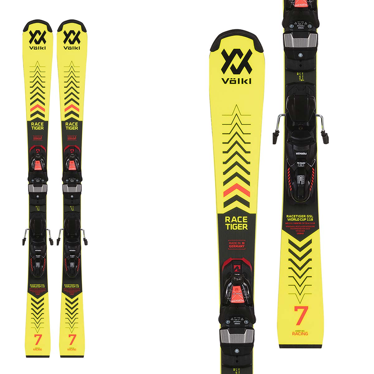 Sci Volkl Racetiger GSR JR 14 w/Plate L con attacchi Race 10 (Colore: rosso nero, Taglia: 140)