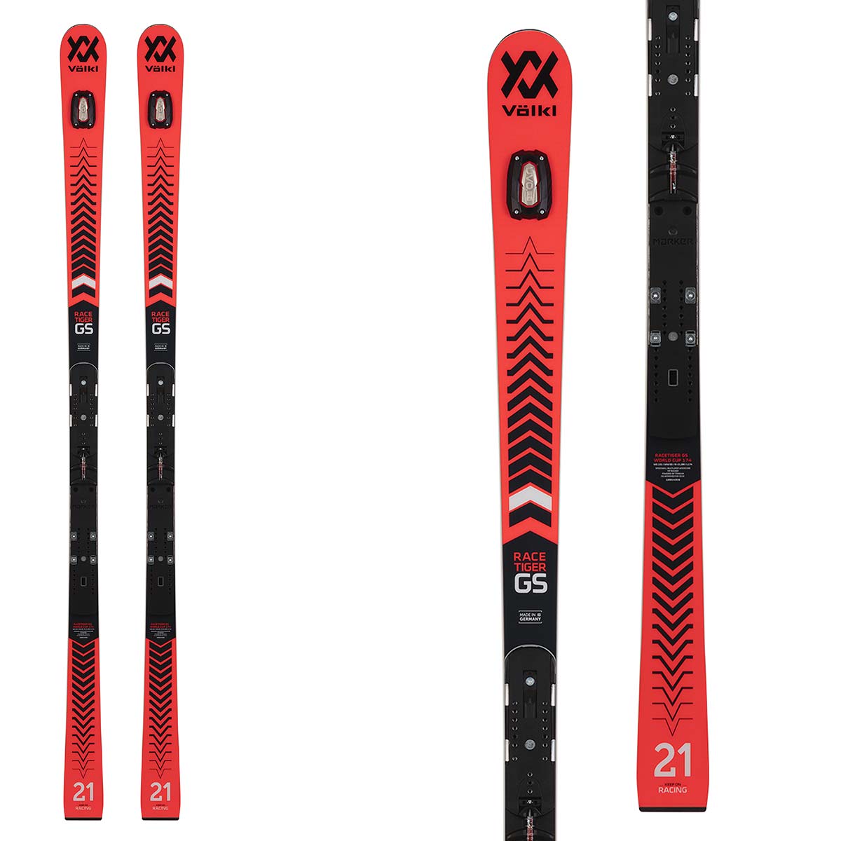 Sci Volkl Racetiger GS R 21w PL 10mmw UVO con attacchi X comp 16 (Colore: rosso nero, Taglia: 178)