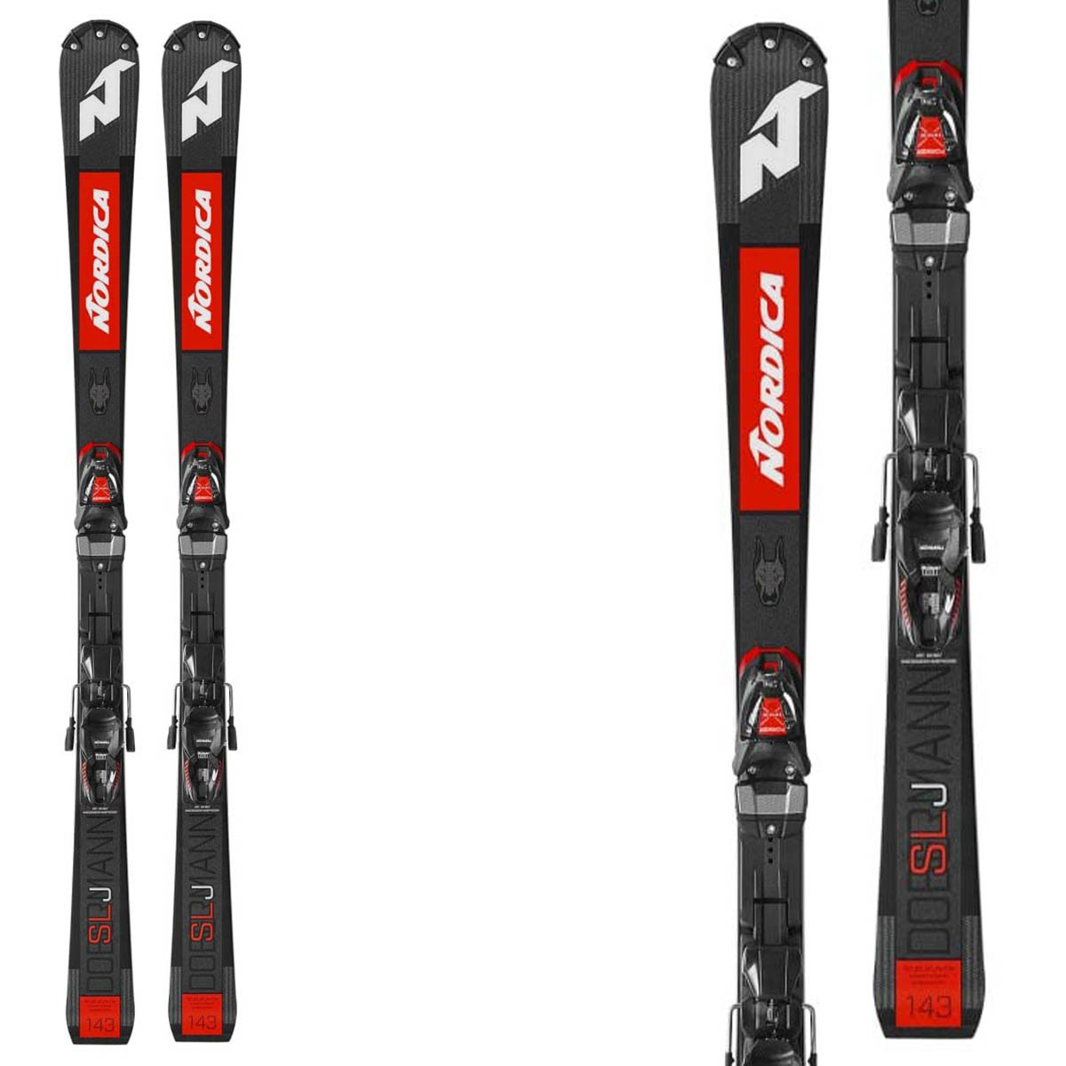 Sci Nordica Dobermann SLJ Plate con attacco Race 10 (Colore: rosso nero, Taglia: 128)