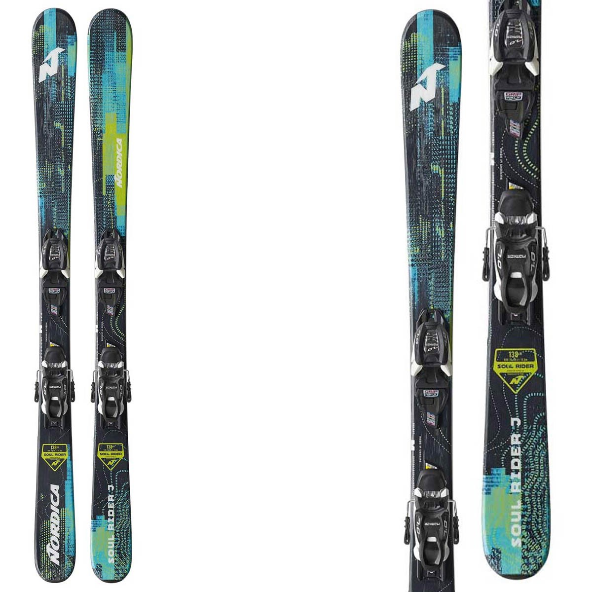 Sci Nordica Soul Rider J fdt con attacchi Jr 7 0 fdt wb (Colore: azzurro-verde, Taglia: 138)