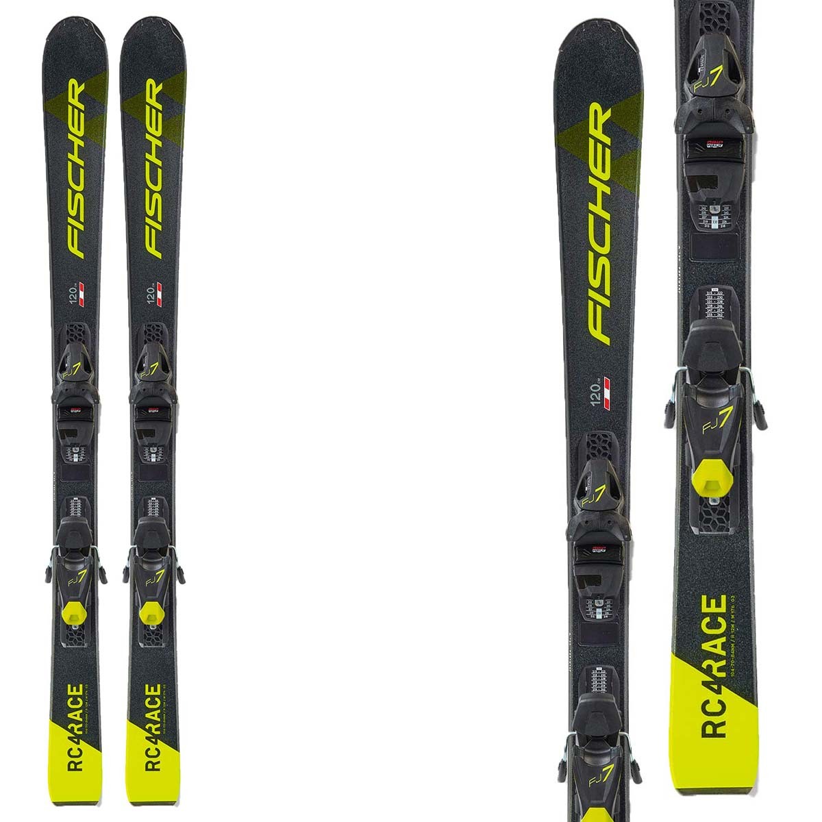 Sci Fischer RC4 Race JR SLR con attacchi FJ7 AC SLR (Colore: nero giallo, Taglia: 140)