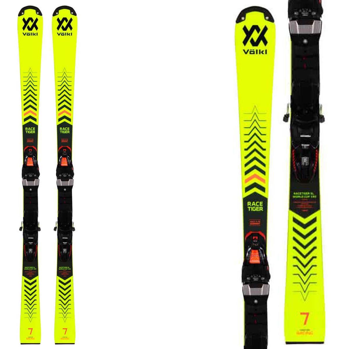 Sci Volkl Racetiger SL R JR w plate S con attacchi Race 8 (Colore: rosso nero, Taglia: 118)