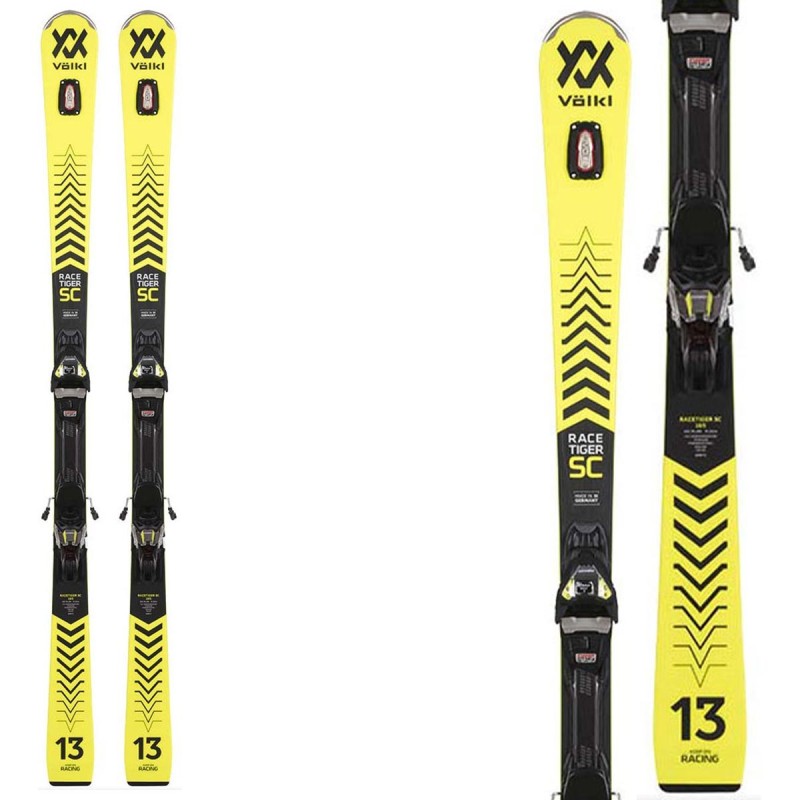 Sci Volkl Racetiger SC con attacchi VMotion 12 GW giallo-nero