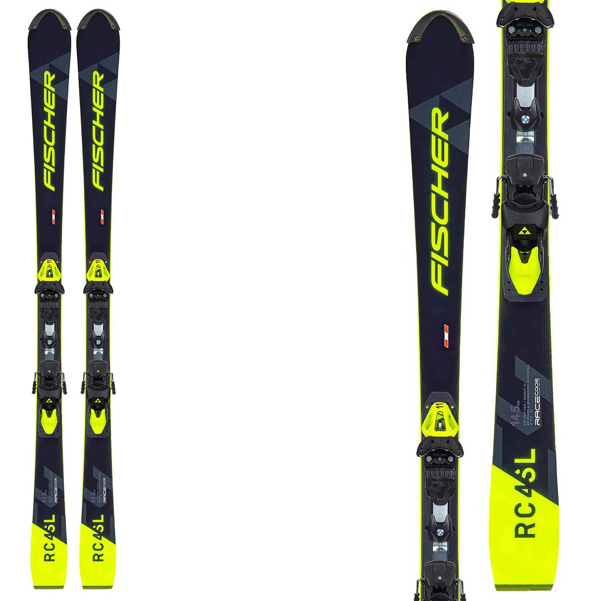 Sci Fischer RC4 WC SL Jr MO con attacchi RC4 Z9 (Colore: nero giallo, Taglia: 132)