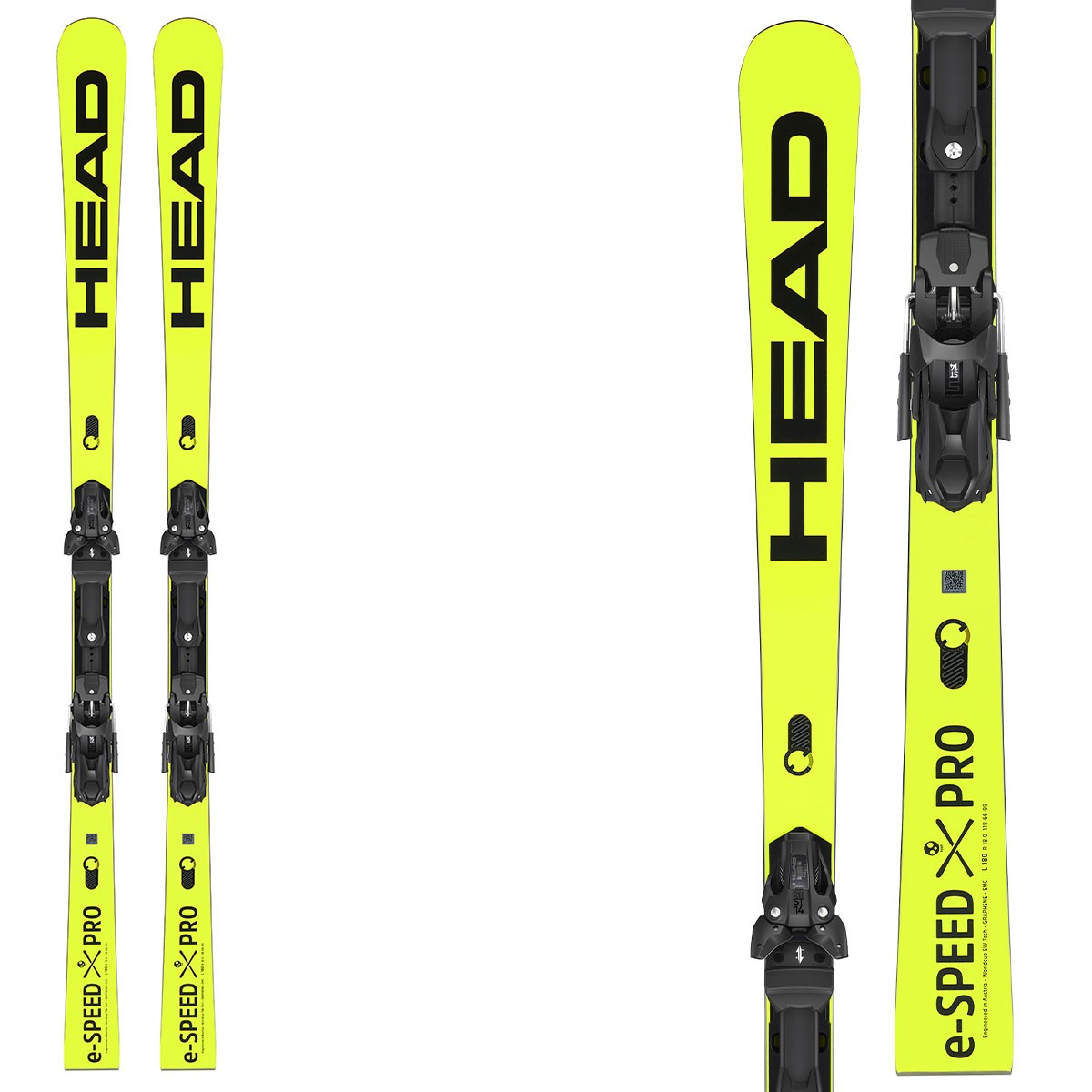 Sci Head Worldcup Rebels e-Speed Pro con attacchi Freeflex ST 16 (Colore: giallo nero, Taglia: 170)