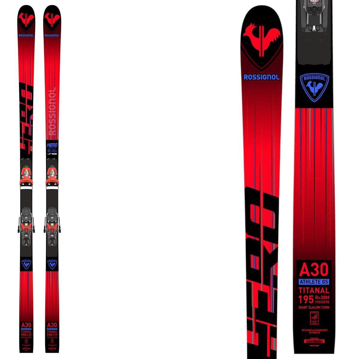 Sci Rossignol Hero Athlete Fis Gs Factory R22 con attacchi Px 18 Hot Red (Colore: rosso nero, Taglia: 193)