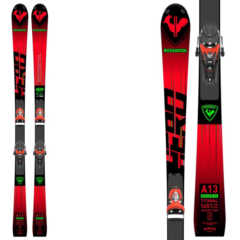 Ski Rossignol Hero Athlete FIS SL R22 avec fixations Spx 15 Hot Red