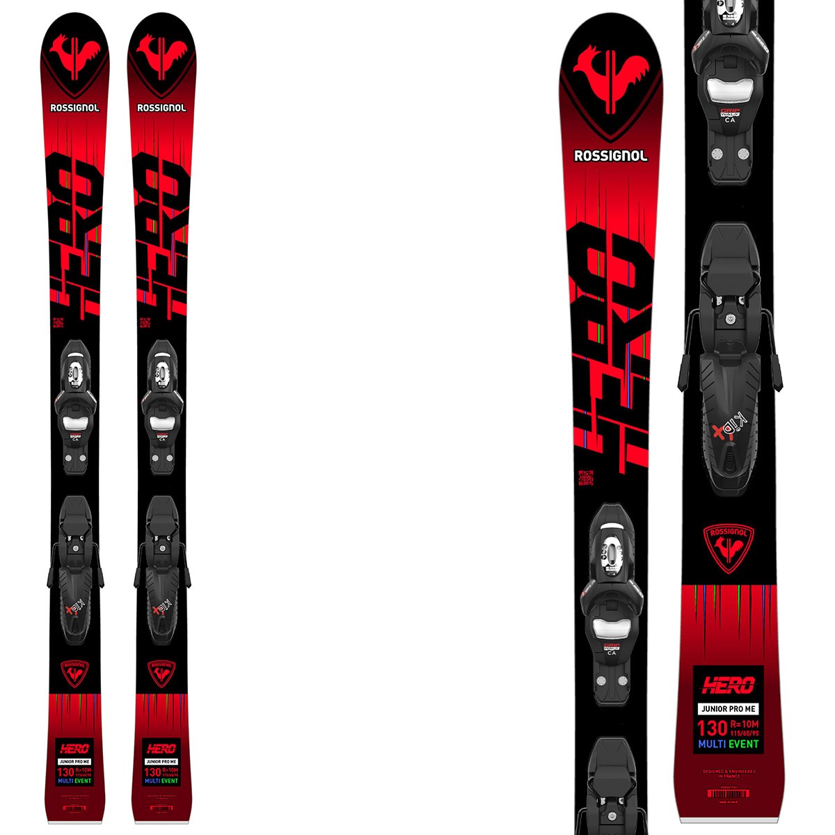 Sci Rossignol Hero Jr Multi-event con attacchi Kid 4 (Colore: rosso nero, Taglia: 130)