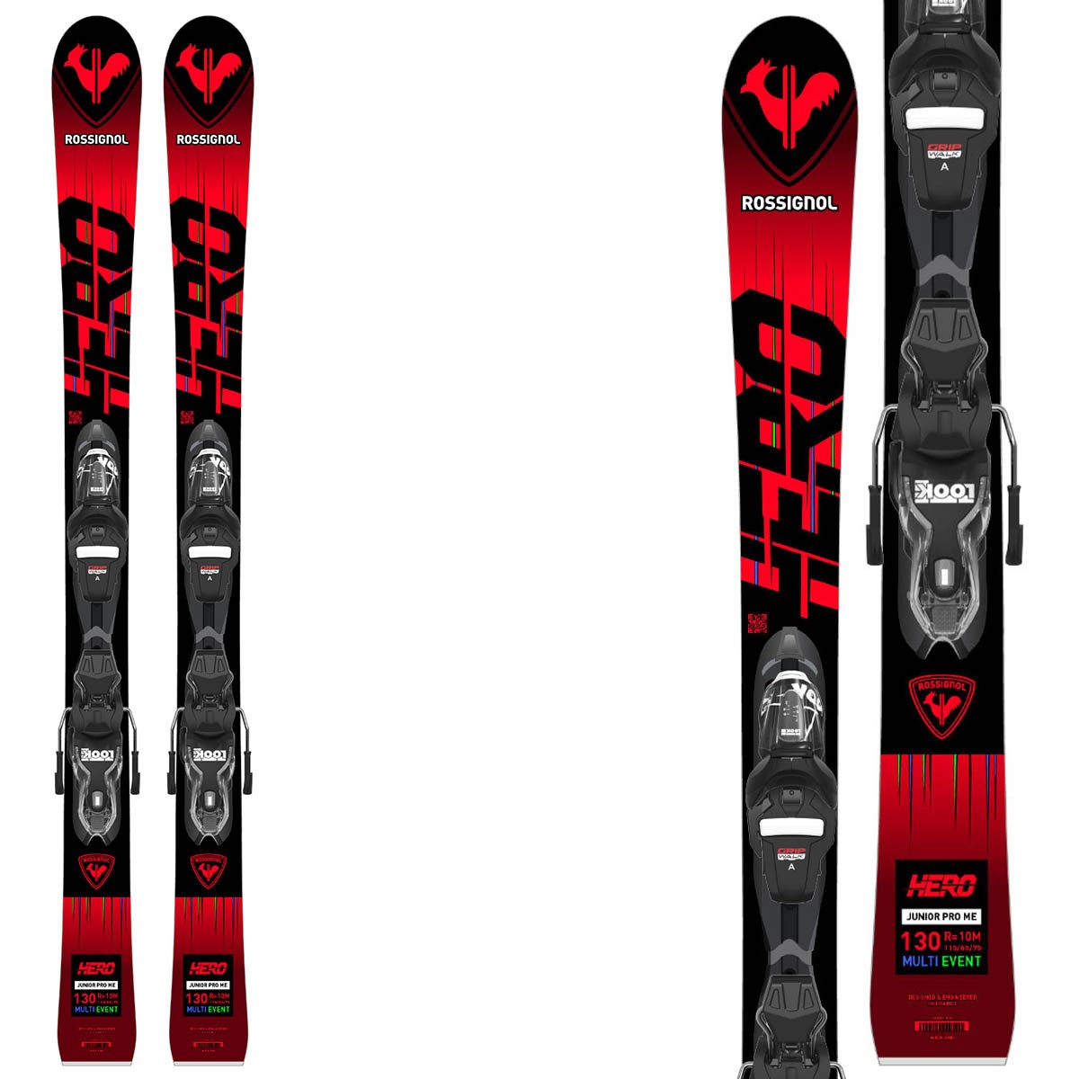 Sci Rossignol Hero Jr Multievet con attacchi Xpress 7 (Colore: rosso nero, Taglia: 140)