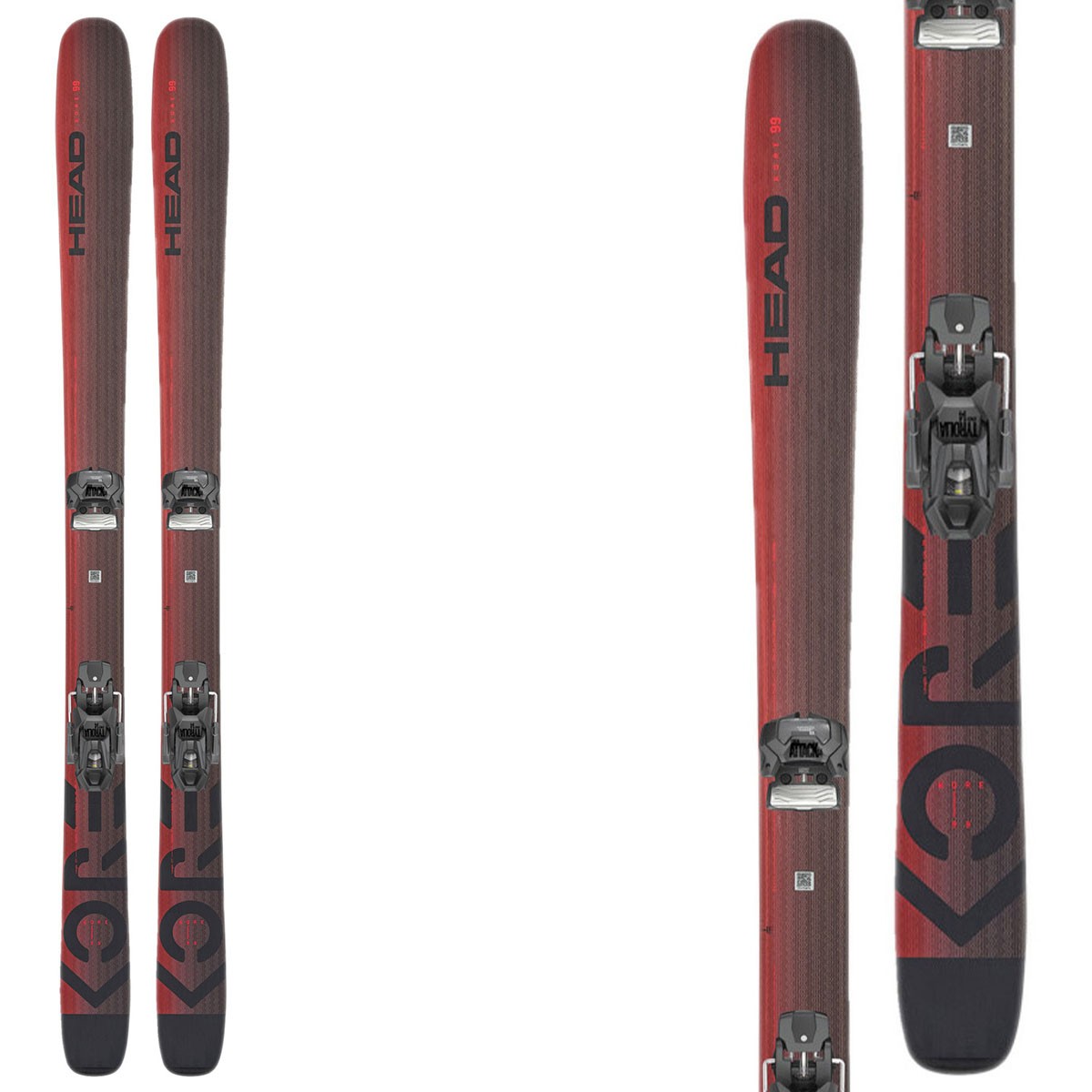 Sci Head Kore 99 con attacchi Attack 14 GW (Colore: antracite rosso, Taglia: 177)