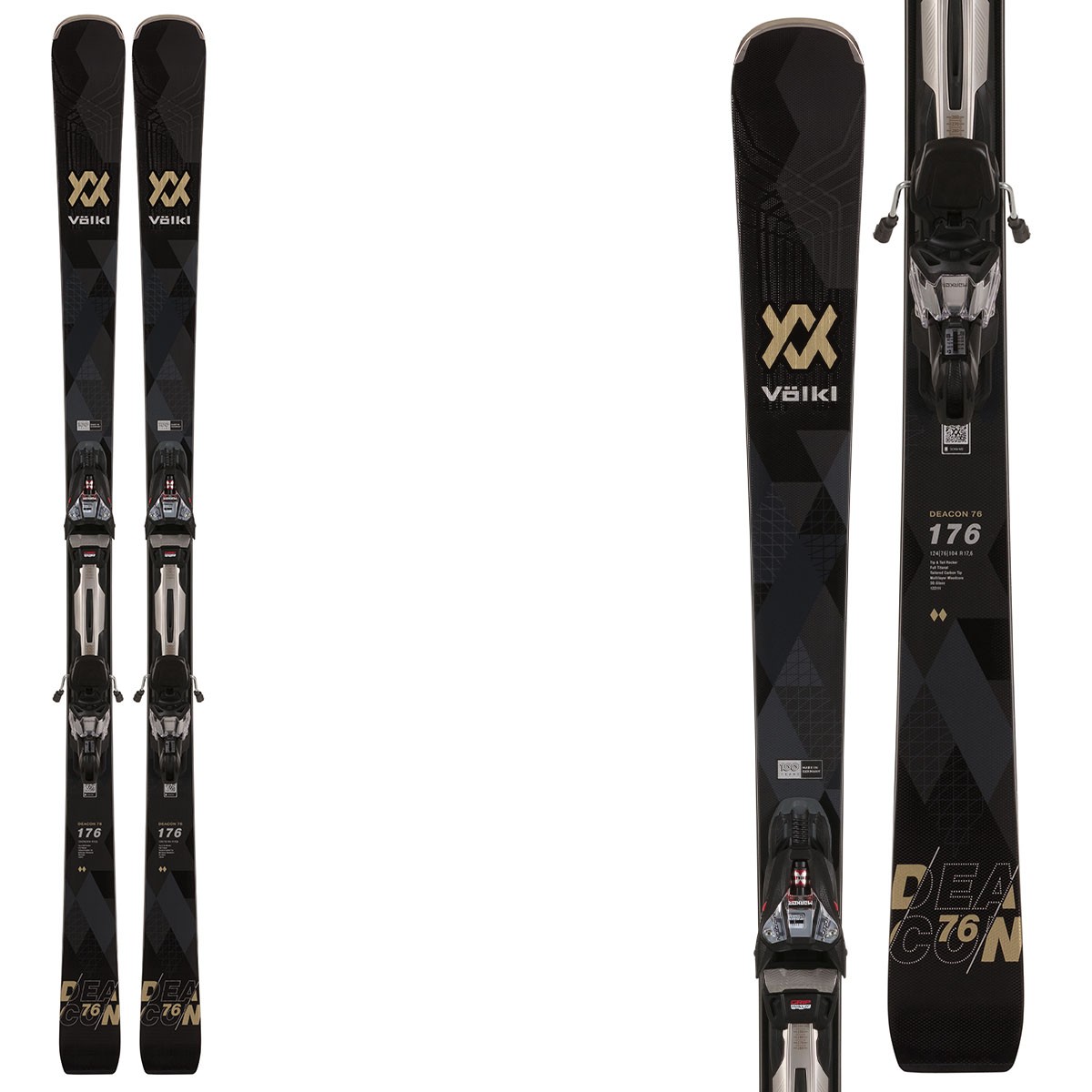 Sci Volkl Deacon 76 con attacchi Rmotion3 12 GW (Colore: nero, Taglia: 171)