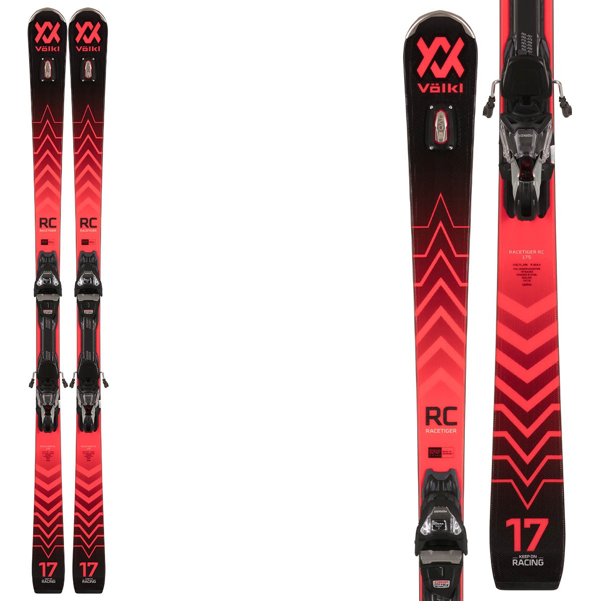 Sci Volkl Racetiger RC Red con attacchi Vmotion3 12 GW (Colore: rosso nero, Taglia: 165)