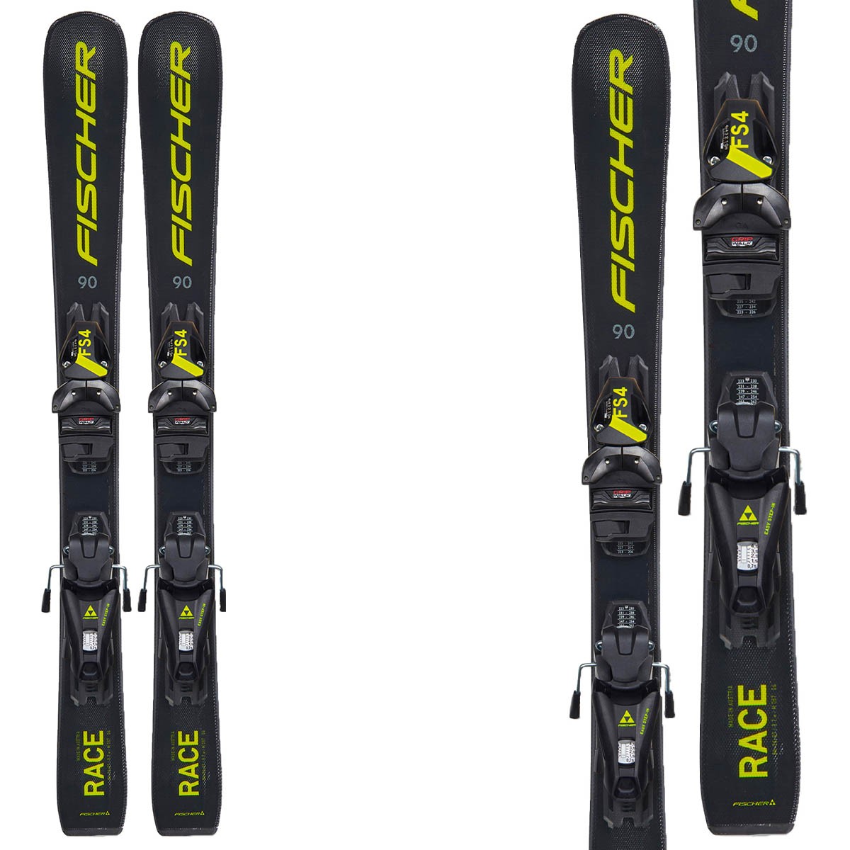 Sci Fischer RC4 Race Jr con attacchi FJ4 (Colore: nero giallo, Taglia: 100)