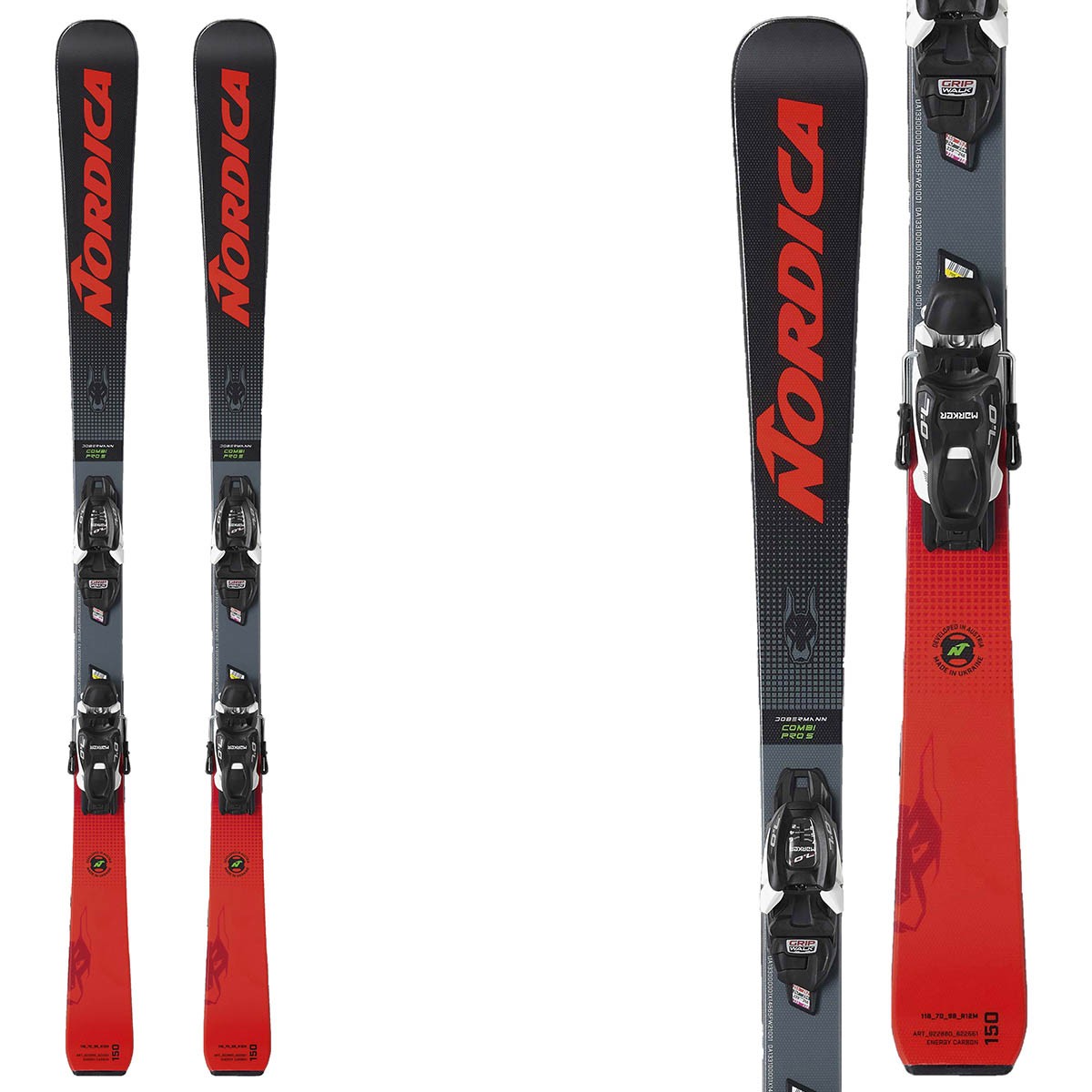 Sci Nordica Dobermann Combi Pro S con attacchi J7 (Colore: nero rosso, Taglia: 100)