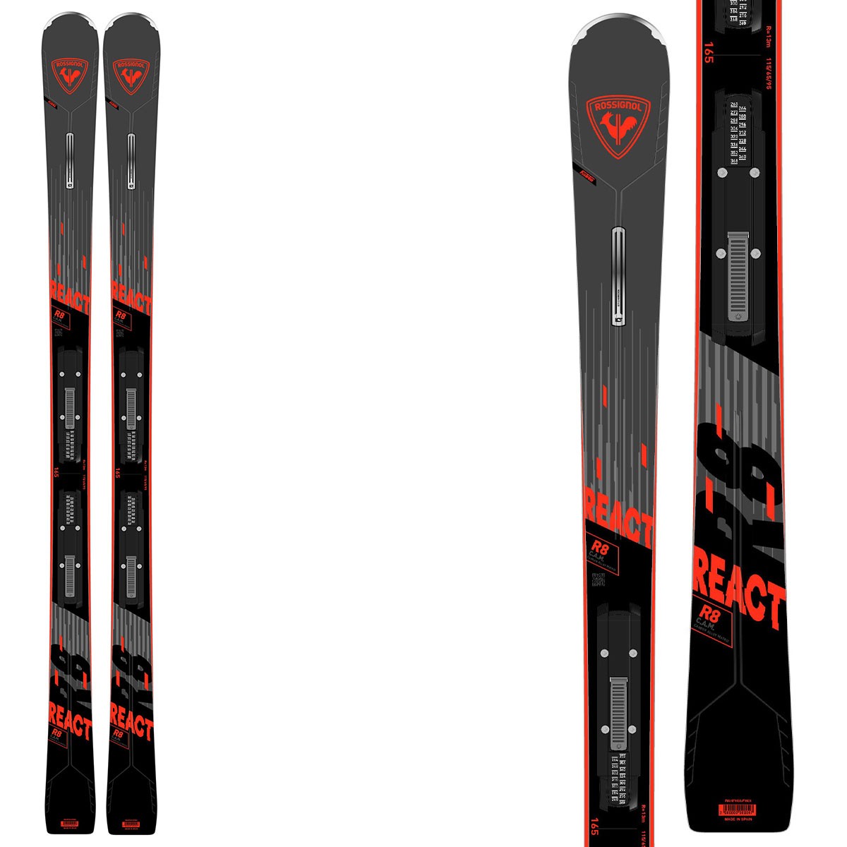 Sci Rossigno React 8 con attacchi NX12 Konect (Colore: nero rosso, Taglia: 170)