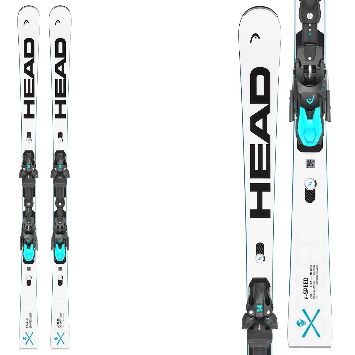 Sci Head WC Rebels e-Speed RP EVO 14 con attacchi Freeflex ST14 (Colore: bianco nero, Taglia: 180)