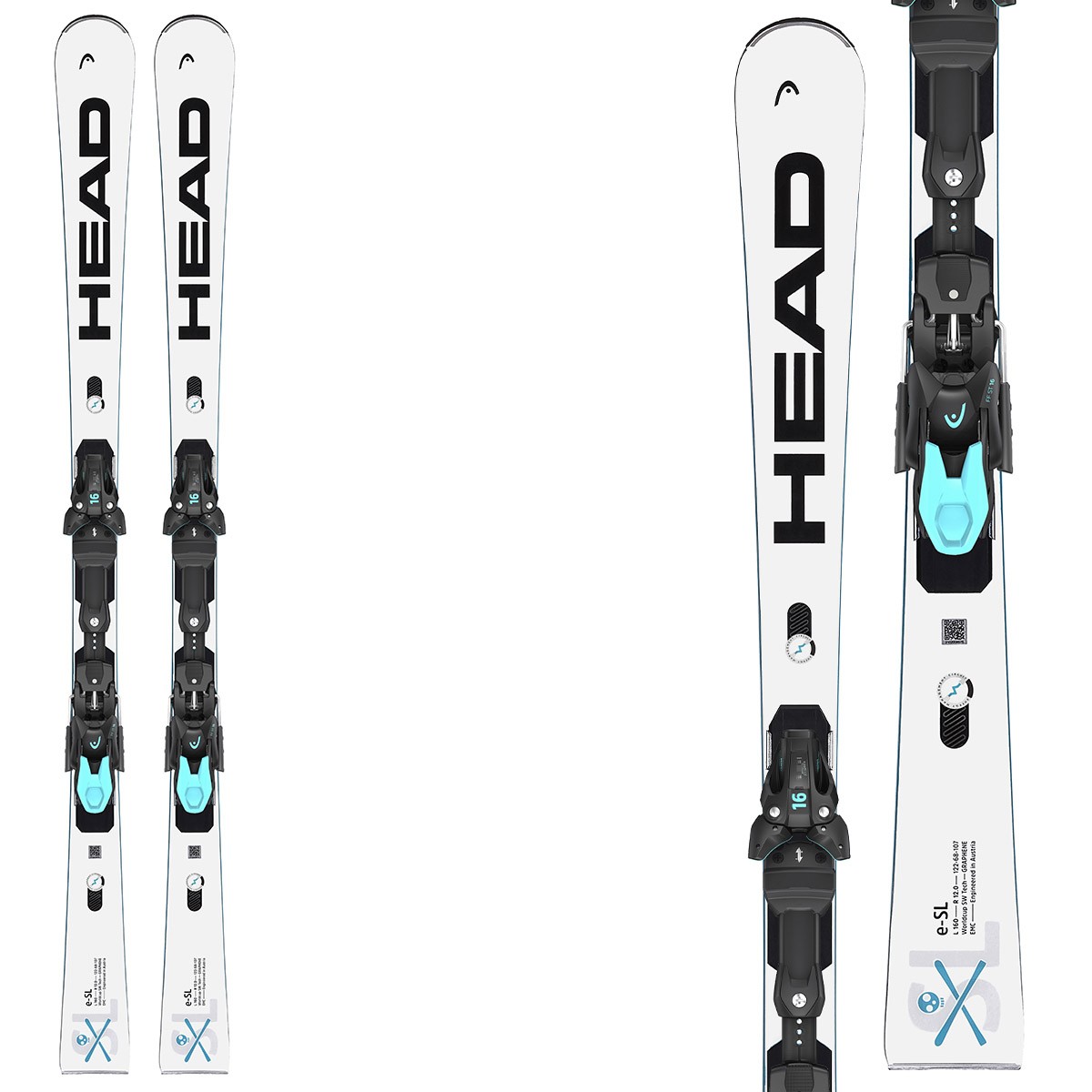 Sci Head WC Rebels e-SL RP EVO14 con attacchi Freeflex ST14 (Colore: bianco nero, Taglia: 155)