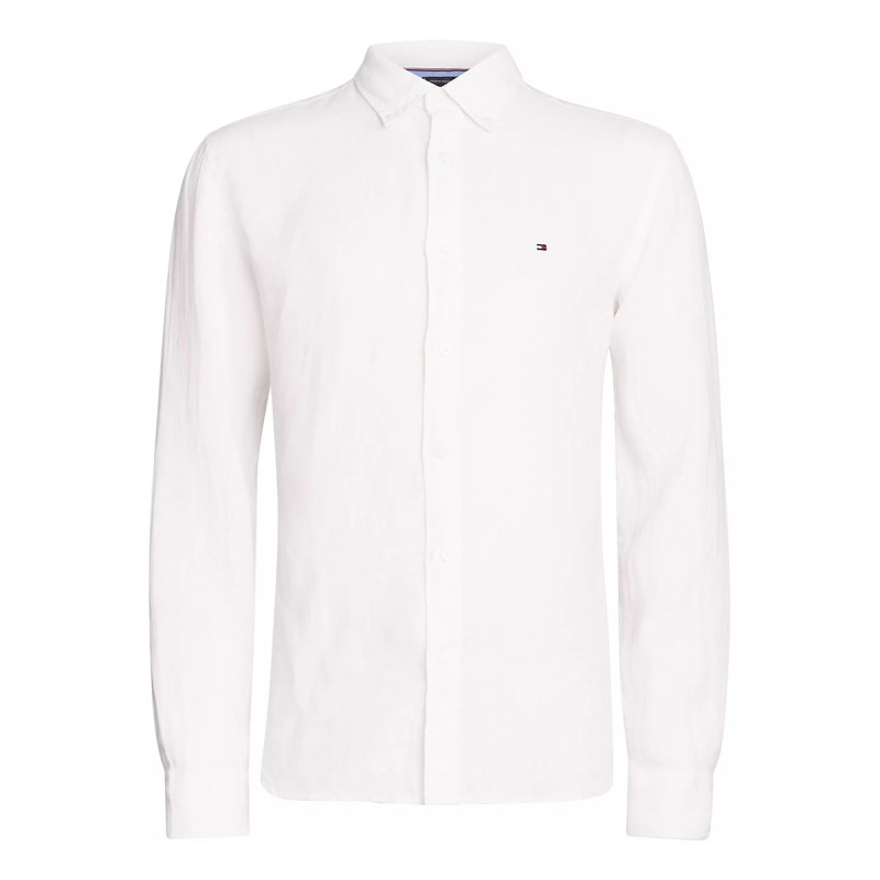 Camicia Tommy Hilfiger Regular Fit in lino Optic White TOMMY  HILFIGER Camicie