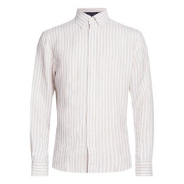 Camicia Tommy Hilfiger Regul Fit in lino a righe Beige TOMMY  HILFIGER Camicie