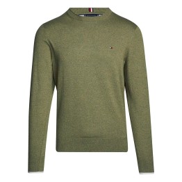 TOMMY   HILFIGER Pull Tommy Hilfiger Mouline en coton biologique Faded Olive