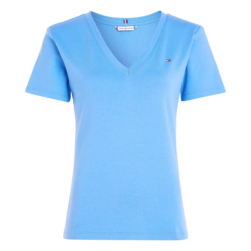 TOMMY   HILFIGER T-shirt Tommy Hilfiger New Slim Cody à col en V Blue Spell