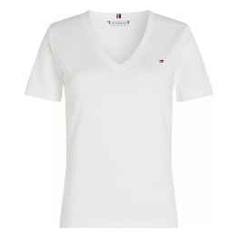 TOMMY   HILFIGER Camiseta Tommy Hilfiger New Slim Cody con cuello en V Ecru