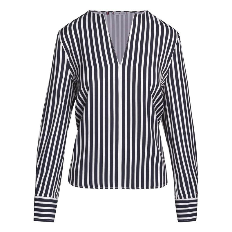 TOMMY   HILFIGER Blouse Tommy Hilfiger à rayures coupe décontractée avec décolleté en V