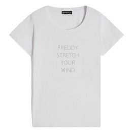  Camiseta Freddy de jersey ligero con eslogan de estrás