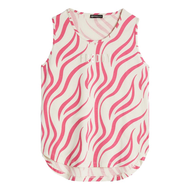 FREDDY Freddy tank top with zebra print and rounded bottom