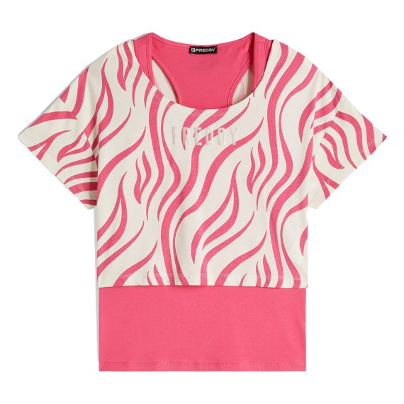 FREDDY Set canotta e t-shirt Freddy cropped con stampa zebrata