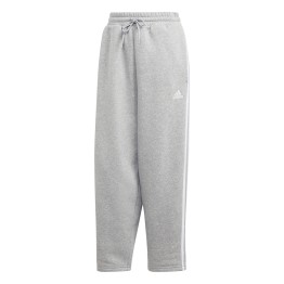 ADIDAS Adidas Essentials 3-Stripes Open Hem Fleece Gray Pants
