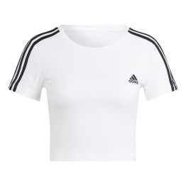  T-shirt Adidas Essentials 3-Stripes Crop White