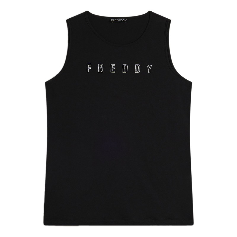 FREDDY Débardeur Freddy à Col Rond avec Logo Pailleté