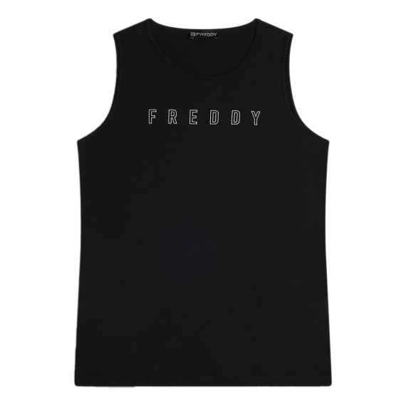FREDDY Camiseta sin Mangas Freddy con Cuello Redondo y Logo de Purpurin FREDDY Camiseta sin Mangas Freddy con Cuello Redondo y Logo de Purpurin