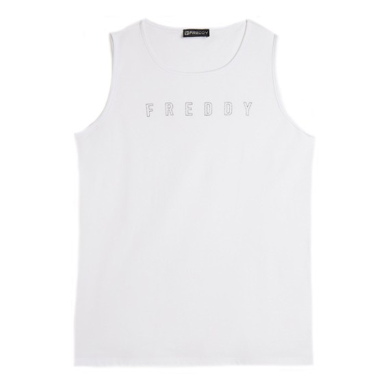 FREDDY Débardeur Freddy à Col Rond avec Logo Pailleté FREDDY Débardeur Freddy à Col Rond avec Logo Pailleté