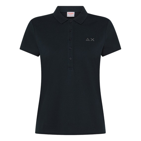 SUN68 Sun68 Piquè Rhinestone Logo Polo