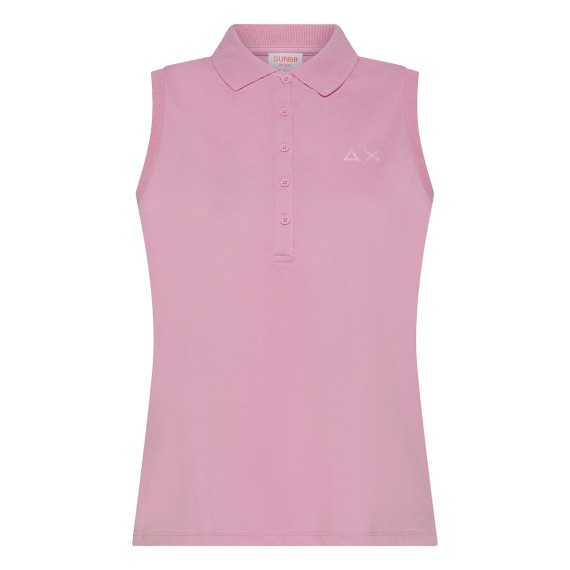 SUN68 Sun68 Piquè Rhinestone Logo Tank Top Polo