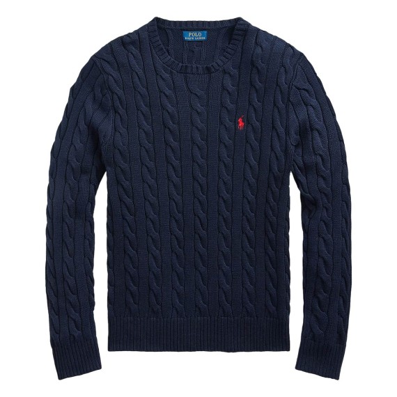 POLO RALPH LAUREN Pull en coton torsadé Polo Ralph Lauren Hunter Navy POLO RALPH LAUREN Pull en coton torsadé Polo Ralph Lauren Hunter Navy