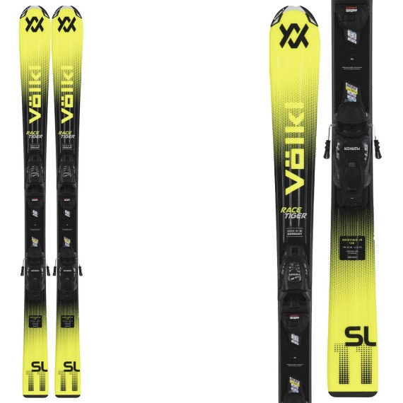 VOLKL Skis Volkl Racetiger JR Yellow avec fixations 4.5 VMOT VOLKL Skis Volkl Racetiger JR Yellow avec fixations 4.5 VMOT