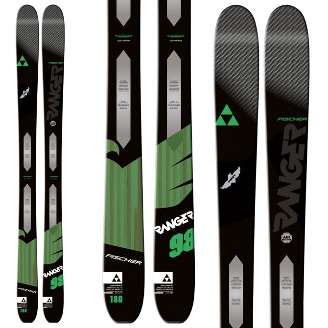Esquí Fischer Ranger 98 Ti + fijaciones Attack 13 negro-verde