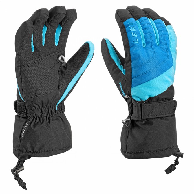 LEKI Ski gloves Leki Flims S Junior black-turquoise-royal