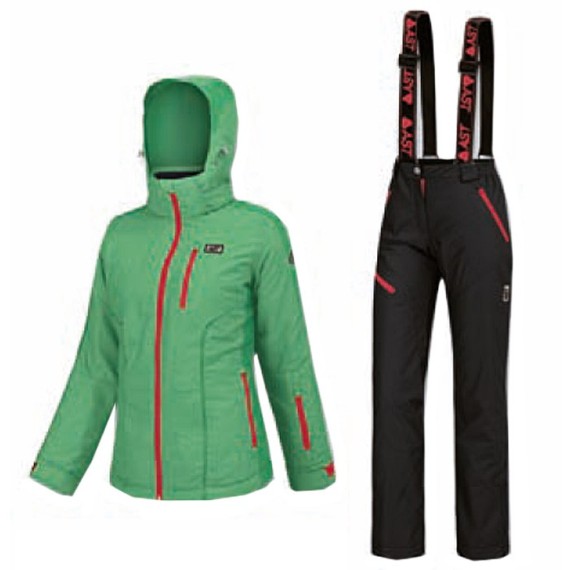 Complète de ski Astrolabio Femme vert-fuchsia-noir